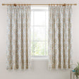 Edena Floral Pencil Pleat Curtains Natural 66 x 72 Inch Light Filtering Polycotton