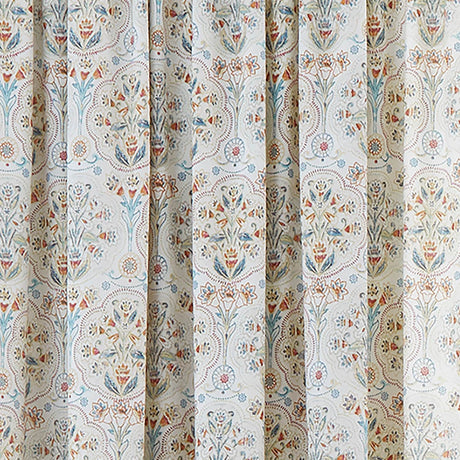 Edena Floral Pencil Pleat Curtains Natural 66 x 72 Inch Light Filtering Polycotton - Edena Decorative Floral Pair Of Pencil Pleat Curtains In Natural 3