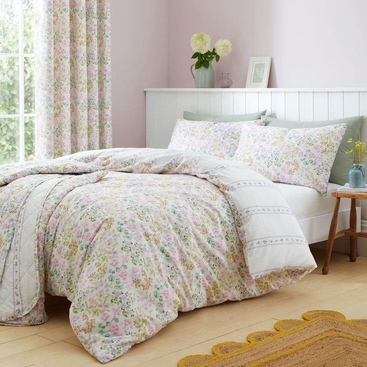 Edith Polycotton Easy Care Duvet Cover Set - Lilac - Edith Duvet Cover Set In Lilac 4