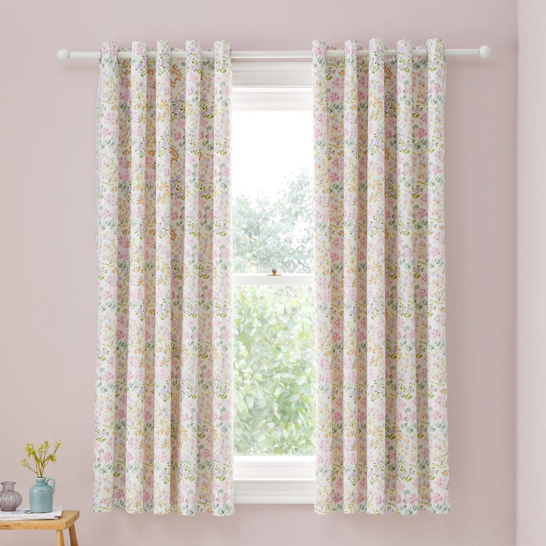 Edith Lined Lilac Eyelet Curtains