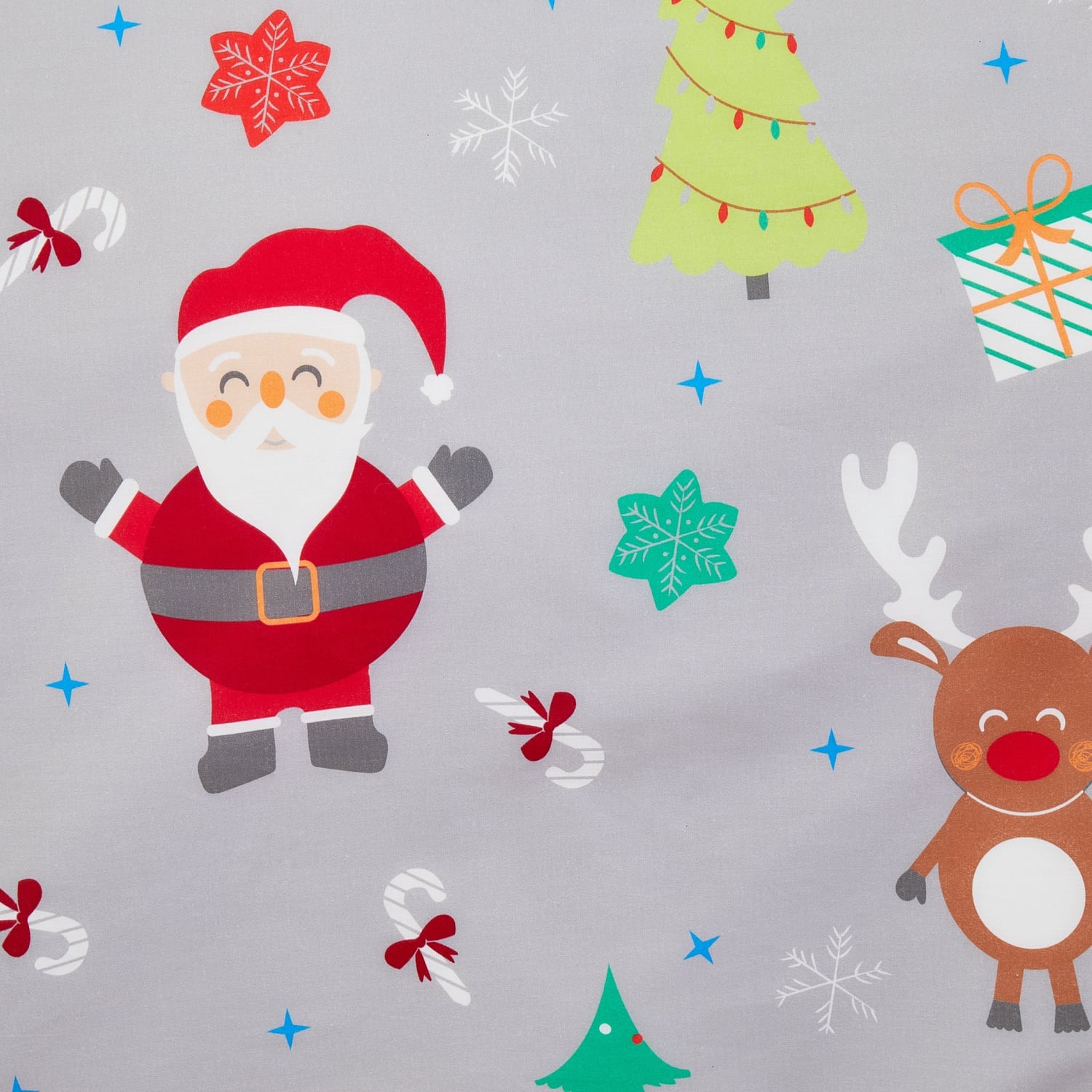 Elf & Santa Christmas Polycotton Duvet Cover Set - Grey - Elf & Santa Christmas Duvet Cover Set In Grey 4