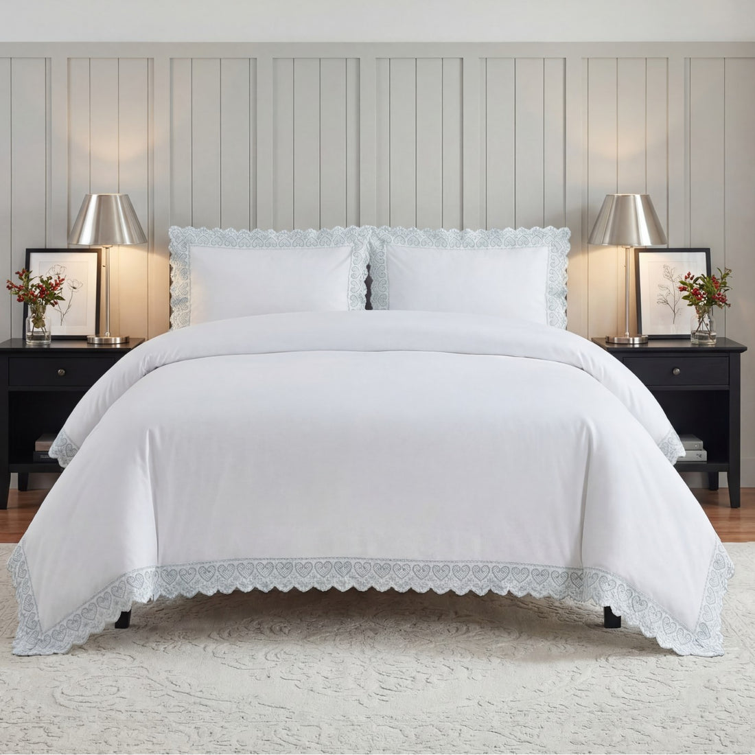 Elise Embroidered Polycotton Duvet Cover Set