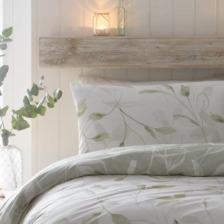 Eliza Eco Friendly Polycotton Duvet Cover Set - Eliza Duvet Cover Set In Green 2