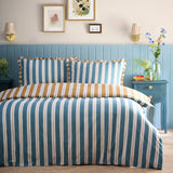 Eloise Stripe Cotton Duvet Cover Set - Teal
