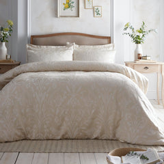 Elysia Floral Bird Print Champagne Duvet Cover Set