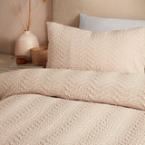 Embossed Curve Microfibre Duvet Cover Set Natural - Embossed Curve Duvet Cover Set In Natural 2
