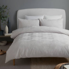 Embossed Geo Microfibre Duvet Cover Set - Grey
