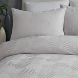 Embossed Geo Microfibre Duvet Cover Set - Grey - Embossed Geo Duvet Cover Set In Grey 2