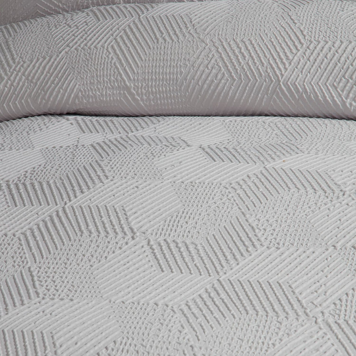 Embossed Geo Microfibre Duvet Cover Set - Grey - Embossed Geo Duvet Cover Set In Grey 3