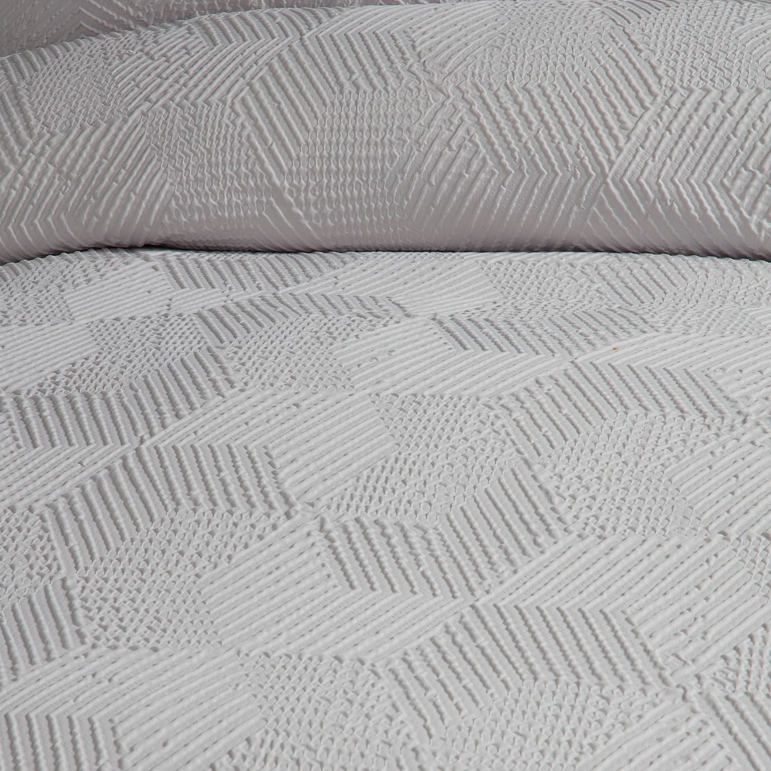Embossed Geo Microfibre Duvet Cover Set - Grey - Embossed Geo Duvet Cover Set In Grey 3