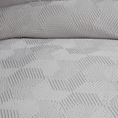 Embossed Geo Microfibre Duvet Cover Set - Grey - Embossed Geo Duvet Cover Set In Grey 3