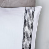 Embroidered Bands Cotton Duvet Cover Set - Embroidered Bands Duvet Cover Set In Black 2