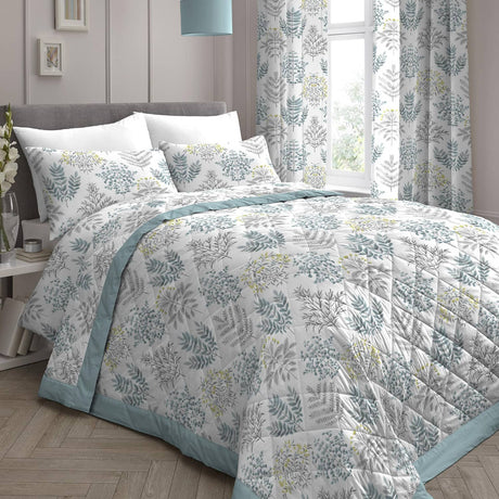 Emily Floral Duck Egg Bedspread 230 x 195cm