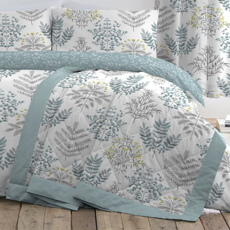 Emily Floral Duck Egg Bedspread 230 x 195cm - Emily Bedspread In Duck Egg 230 X 195Cm 2