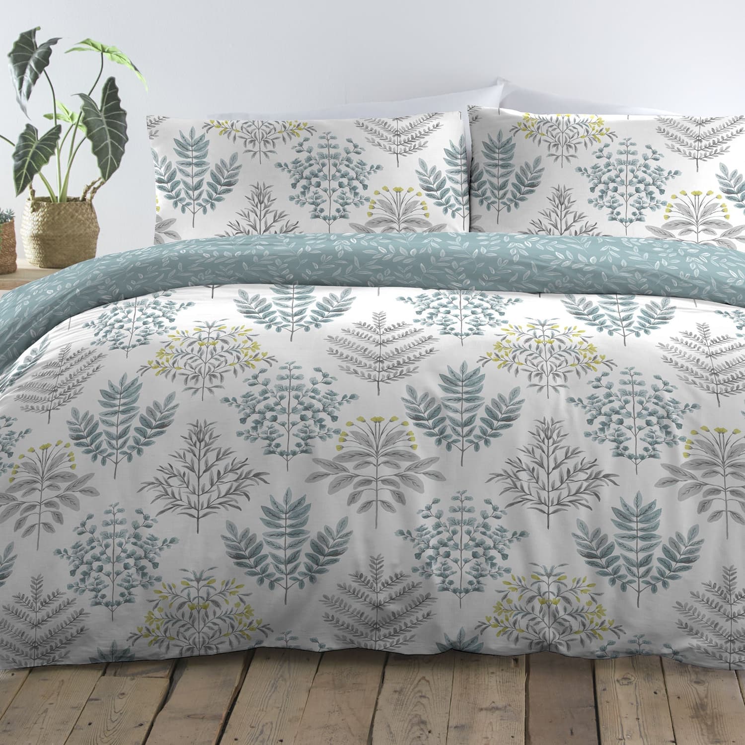 Emily Floral Duck Egg Polycotton Duvet Cover Set