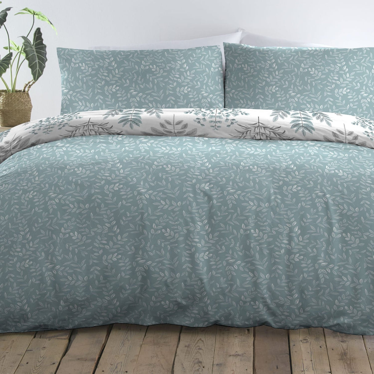 Emily Floral Duck Egg Polycotton Duvet Cover Set - Emily Duvet Cover Set In Duck Egg 4