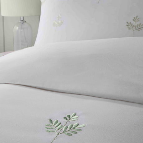 Emily Green Leaf Embroidery Duvet Cover Set - Green - Emily Embroidery Duvet Cover Set In Green 2