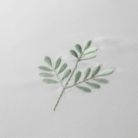 Emily Green Leaf Embroidery Duvet Cover Set - Green - Emily Embroidery Duvet Cover Set In Green 3
