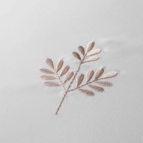 Emily Green Leaf Embroidery Duvet Cover Set - Natural - Emily Embroidery Duvet Cover Set In Natural 3