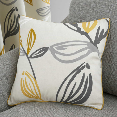 Ensley Cotton Cushion Cover Grey and Yellow 43cm x 43cm (17")