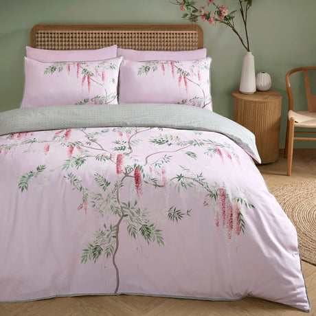 Enya Floral Pink 200 Thread Count 100% Cotton Duvet Cover Set
