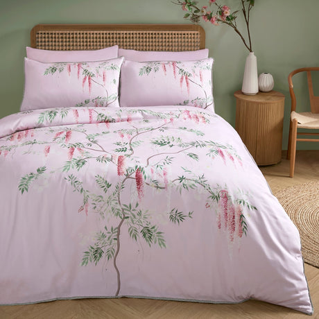 Enya Floral Pink 200 Thread Count 100% Cotton Duvet Cover Set - Enya Duvet Cover Set In Pink 4