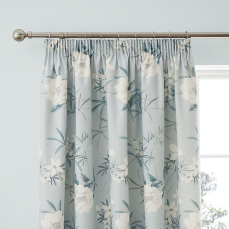 Eve Pencil Pleat Tape Top Curtains - Duck Egg Light Filtering Printed - Eve Pencil Pleat Curtains In Duck Egg 2