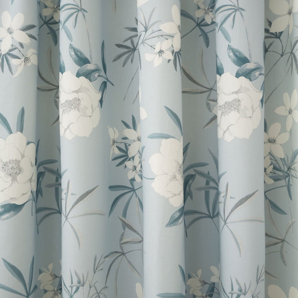 Eve Pencil Pleat Tape Top Curtains - Duck Egg Light Filtering Printed - Eve Pencil Pleat Curtains In Duck Egg 3