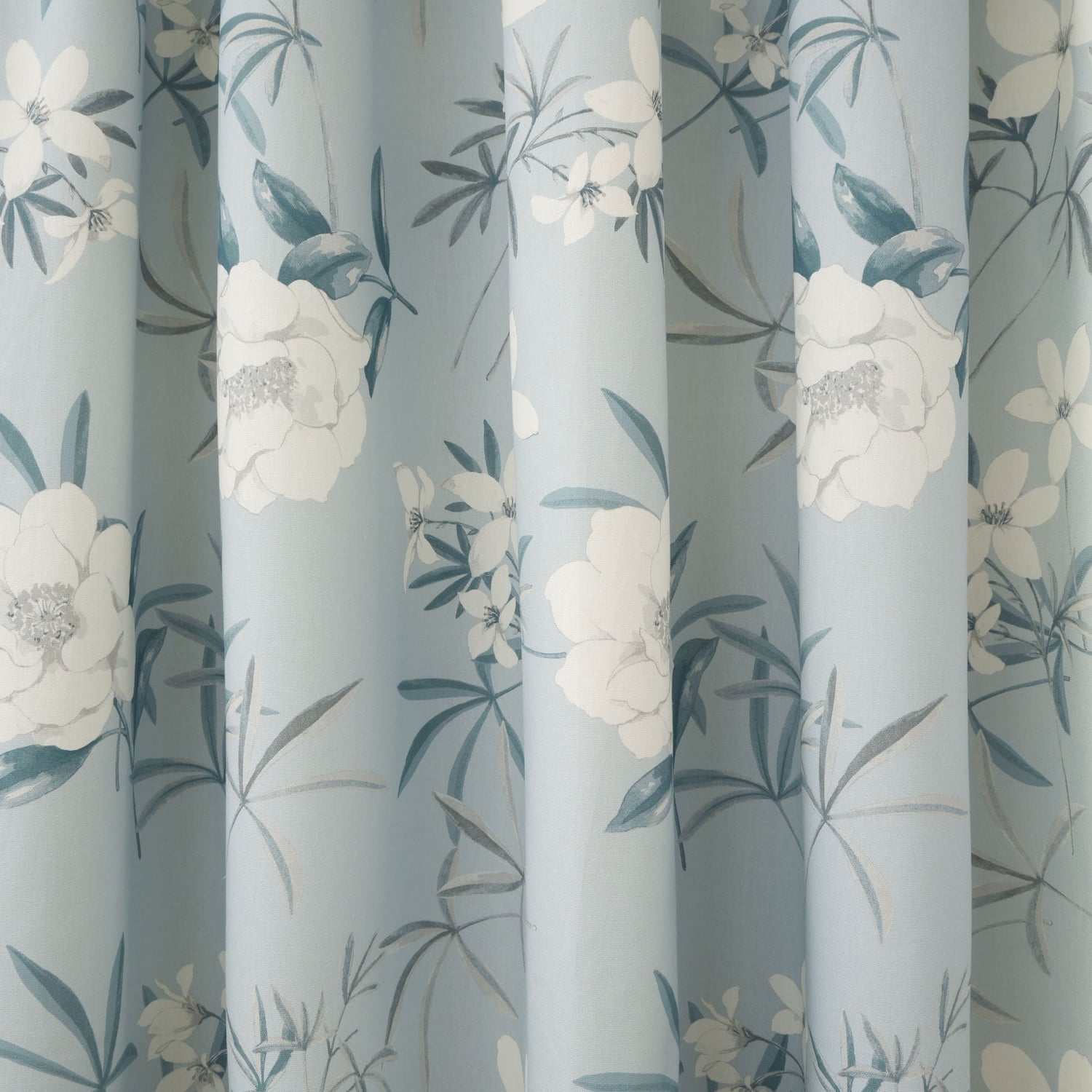 Eve Pencil Pleat Tape Top Curtains - Duck Egg Light Filtering Printed - Eve Pencil Pleat Curtains In Duck Egg 3