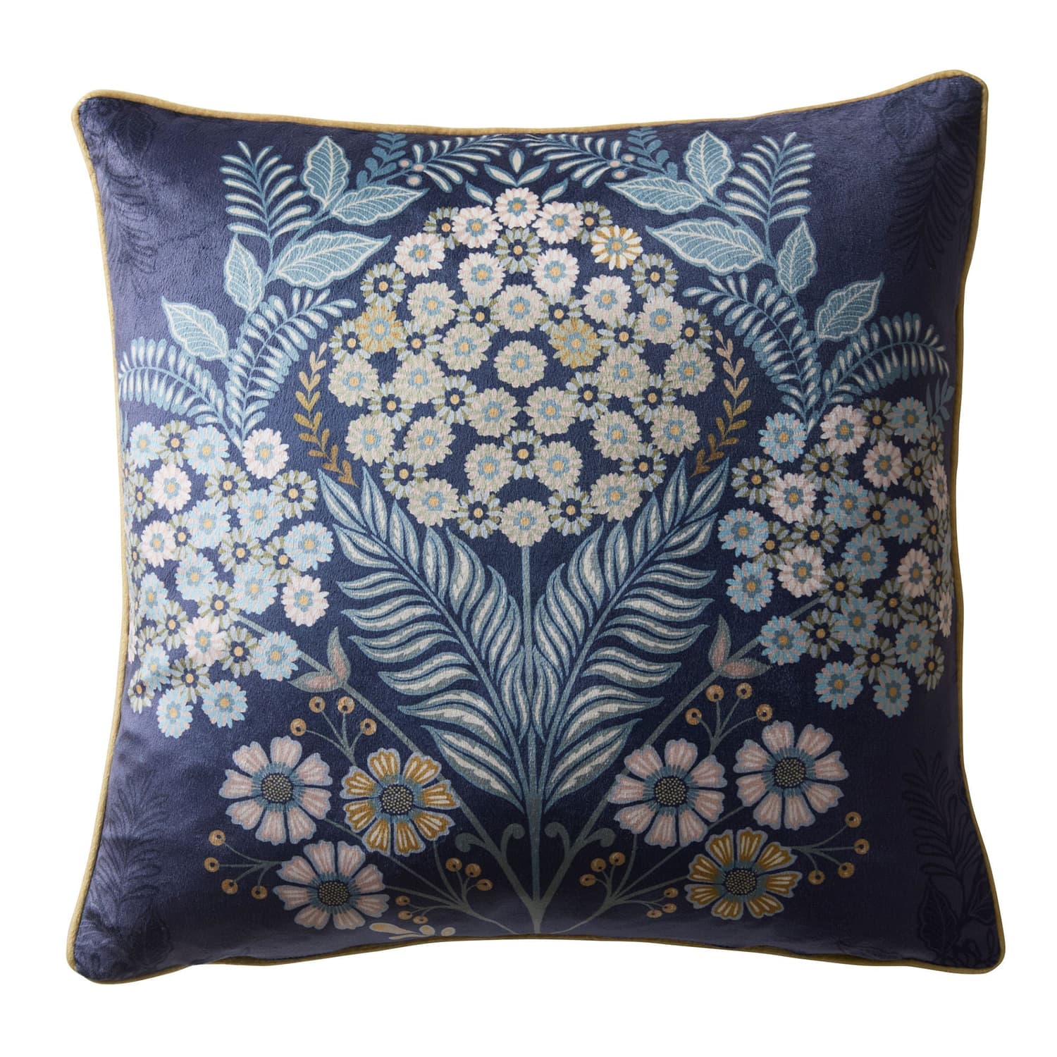 Evelina Floral Velvet Cushion Cover - Evelina Cushion In Navy 43 X 43Cm 3