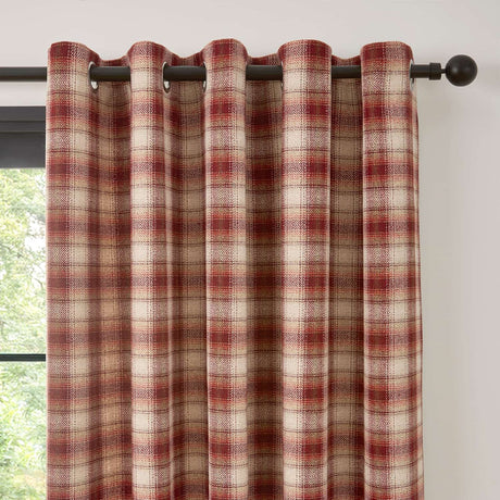 Everett Eyelet Curtains - Red Light Filtering Jacquard - Everett Eyelet Curtains In Red 2