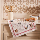 Farm Birds Cotton Tea Towel in Red