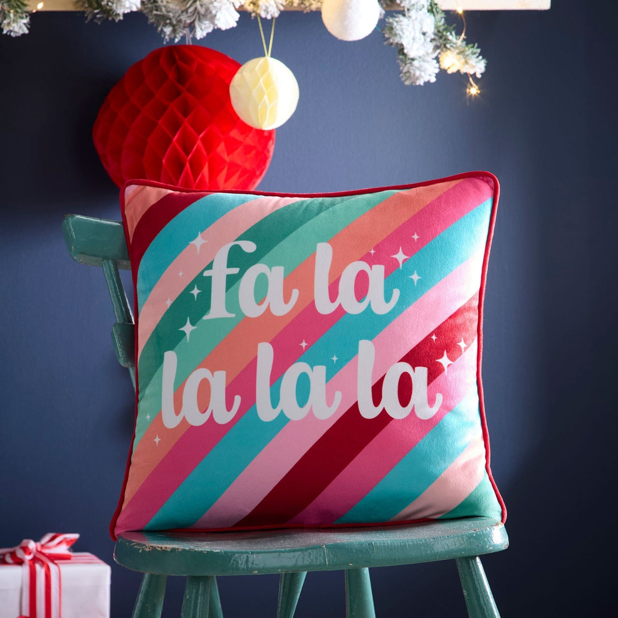 Fa La La Christmas Cushion Cover 43cm x 43cm - Multi