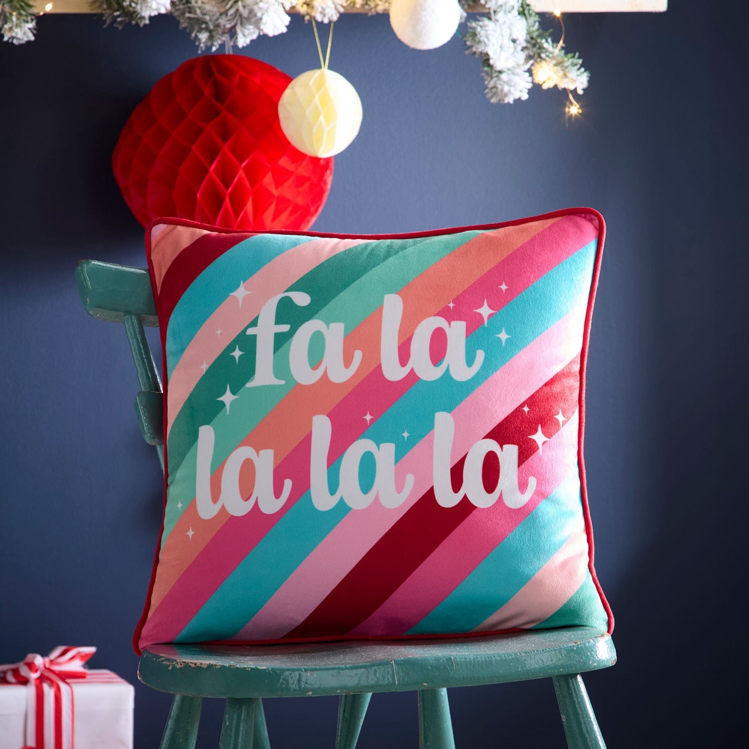 Fa La La Christmas Cushion Cover 43cm x 43cm - Multi