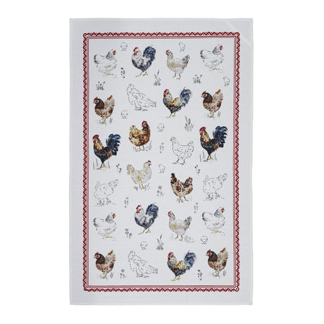 Ulster Weavers Farm Birds Red 100% Cotton Tea Towel
