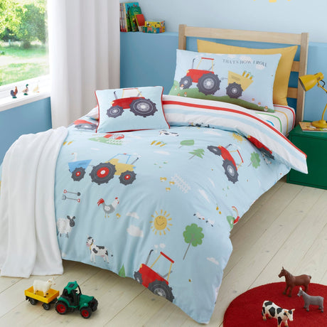 FarmFriends Kids Animals Duvet Cover Set - Farmyard Friends Duvet Cover Set In Blue 3