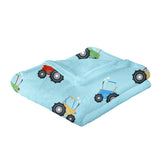 FarmFriends Cosy Fleece Kids Throw - Farmyard Friends Throw In Blue 120 X 150Cm 2