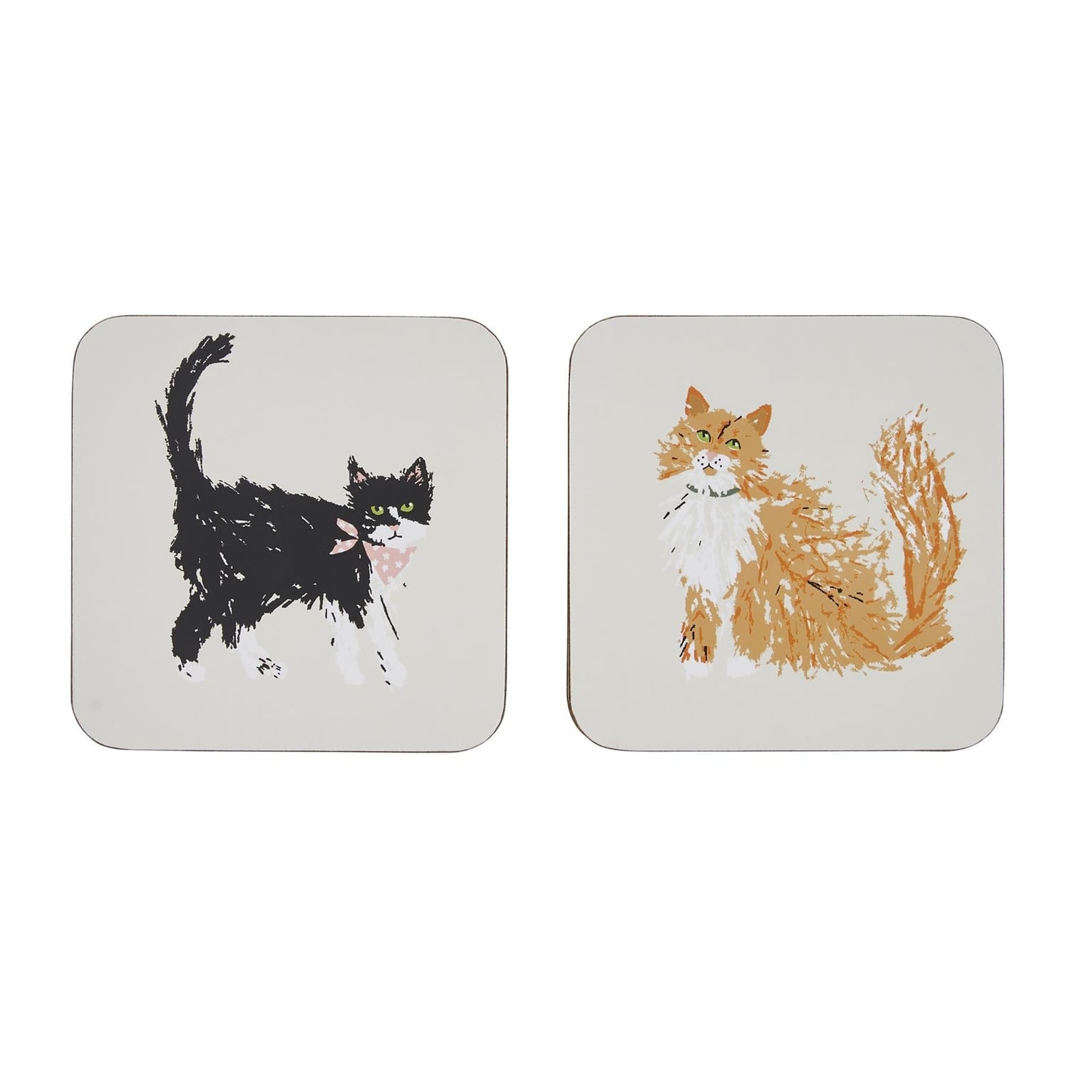 Ulster Weavers Feline Friends Cat Print Coasters 4 Pack - Feline Friends Coasters 4 Pack In Cream 3