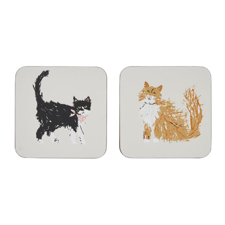 Ulster Weavers Feline Friends Cat Print Coasters 4 Pack - Feline Friends Coasters 4 Pack In Cream 3