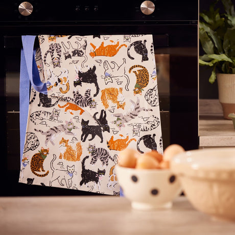 Ulster Weavers Feline Friends Cat Print PVC Oilcloth Apron - Feline Friends Pvc Apron In Grey 3