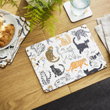 Ulster Weavers Feline Friends Cat Print Placemat 4 Pack - Feline Friends Placemat 4 Pack In Cream 2