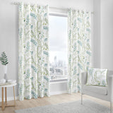 Fernworthy Green Leaf Print Eyelet Curtains Light Filtering Printed