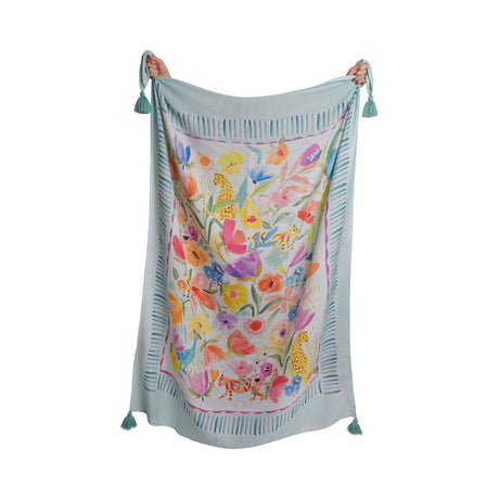Festival Floral Duck Egg Blue Throw - Festival Throw In Duck Egg 130 X 180Cm 3