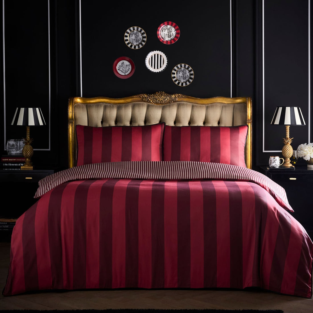 Laurence Llewelyn-Bowen Festivo Circus Stripe Red 100% Cotton Duvet Cover Bedding Set