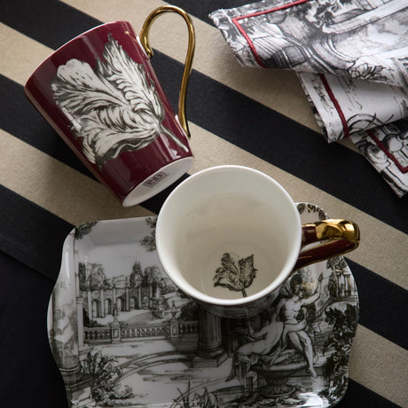 Laurence Llewelyn-Bowen Festivo Red Stripe Cotton Kitchen and Dining Collection - Festivo Mug And Tray Set In Multicolour 1