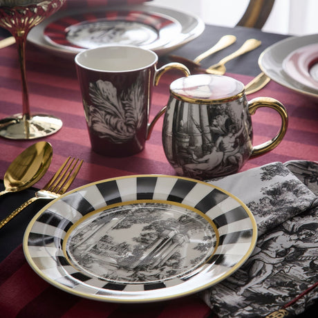 Laurence Llewelyn-Bowen Festivo Red Stripe Cotton Kitchen and Dining Collection - Festivo Mug And Tray Set In Multicolour 2