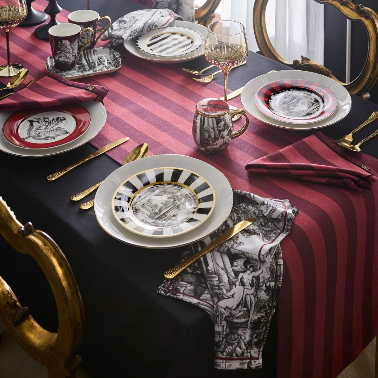 Laurence Llewelyn-Bowen Festivo Red Stripe Cotton Kitchen and Dining Collection - Festivo Mug With Lid In Multicolour 3
