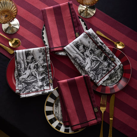 Laurence Llewelyn-Bowen Festivo Red Stripe Cotton Kitchen and Dining Collection - Festivo Napkins 4 Pack In Red 1