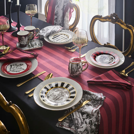 Laurence Llewelyn-Bowen Festivo Red Stripe Cotton Kitchen and Dining Collection - Festivo Porcelain Side Plates 4 Pack In Multicolour 4