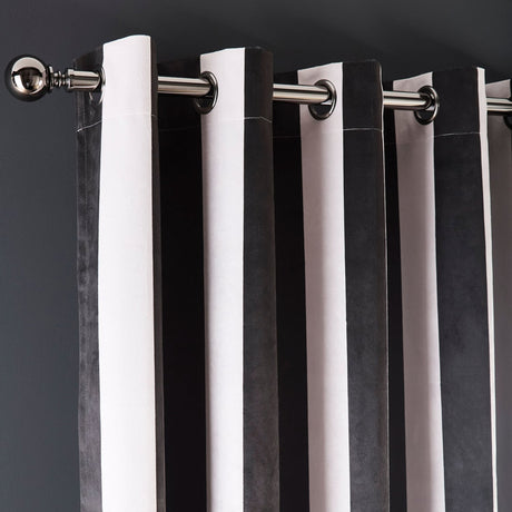 Laurence Llewelyn-Bowen Festivo Stripe Blackout Eyelet Curtains Thermal Light Filtering - Black - Festivo Stripe Eyelet Curtains In Black 2